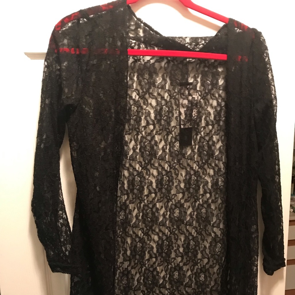 Floor length lace duster